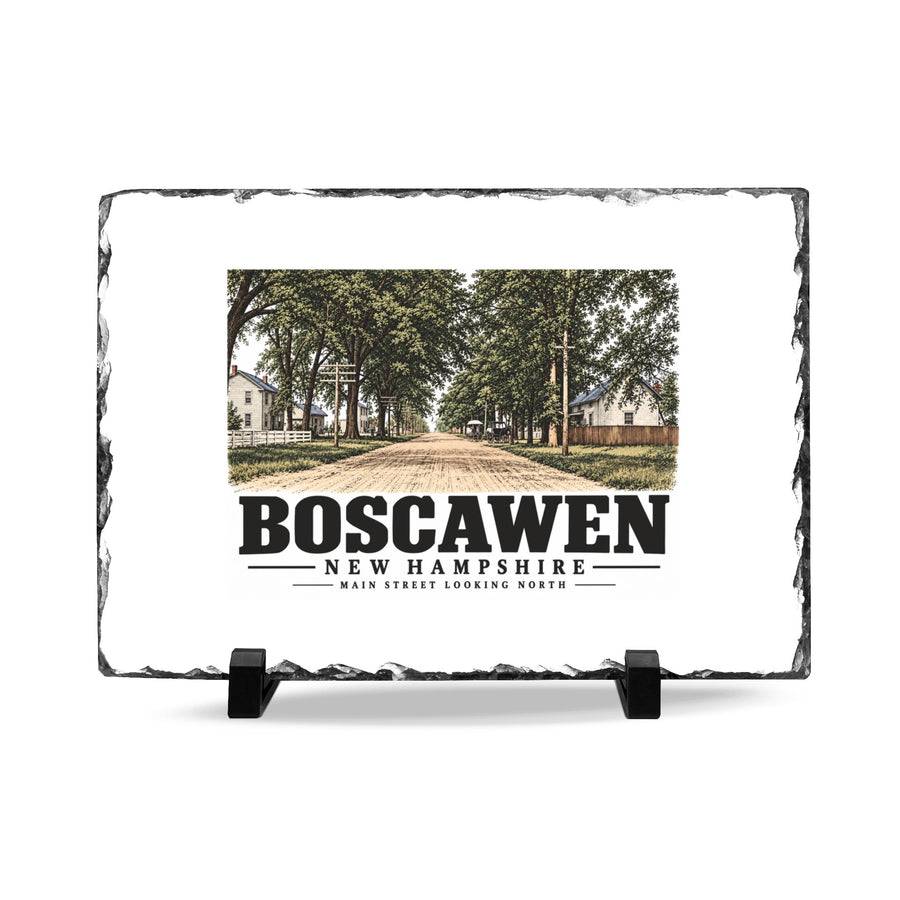 Illustrated Main Street looking north in Boscawen on slate desk plaque