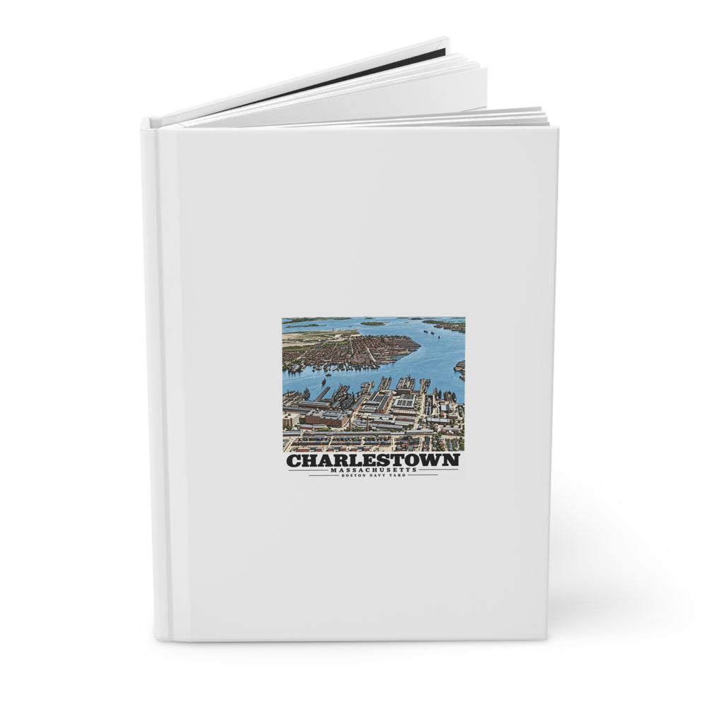 Illustrated Charlestown Navy Yard from the Harbor in Charlestown on matte hardcover journal