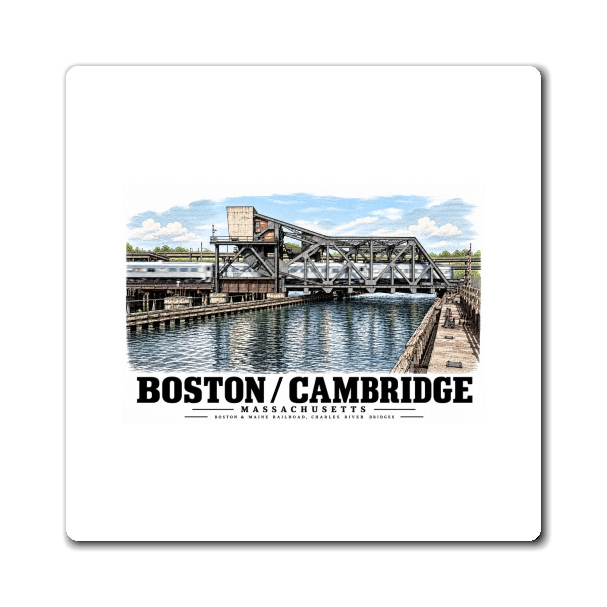 1.  GENERAL VIEW SHOWING BRIDGE IN 'CLOSED' POSITION - Boston & Maine Railroad, Charles River Bridges, Charles River, North Station vicinity, Boston, Suffolk County, MA 4 in Magnet - Charles River