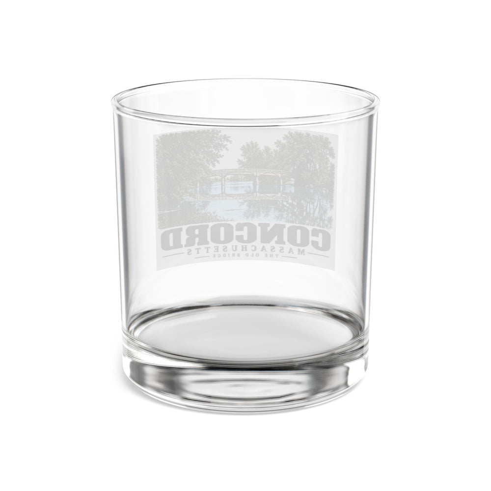 Illustrated The Old Bridge in Concord on rocks glass