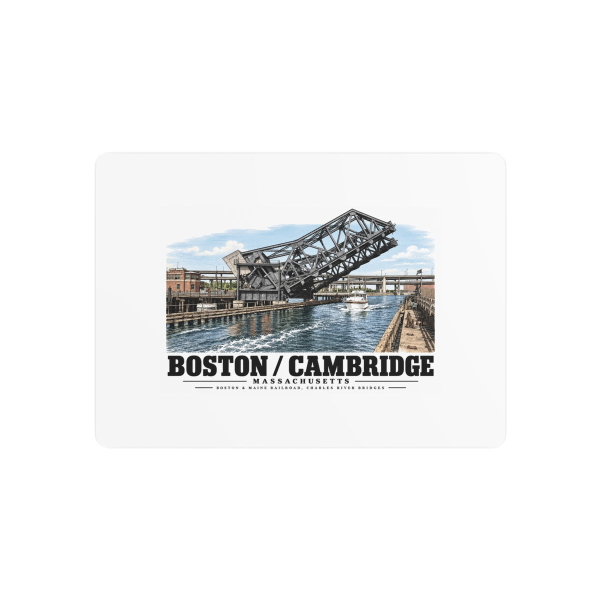 2.  GENERAL VIEW SHOWING BRIDGE IN OPEN POSITION - Boston & Maine Railroad, Charles River Bridges, Charles River, North Station vicinity, Boston, Suffolk County, MA 7 × 5 in Horizontal Metal Wall Art...