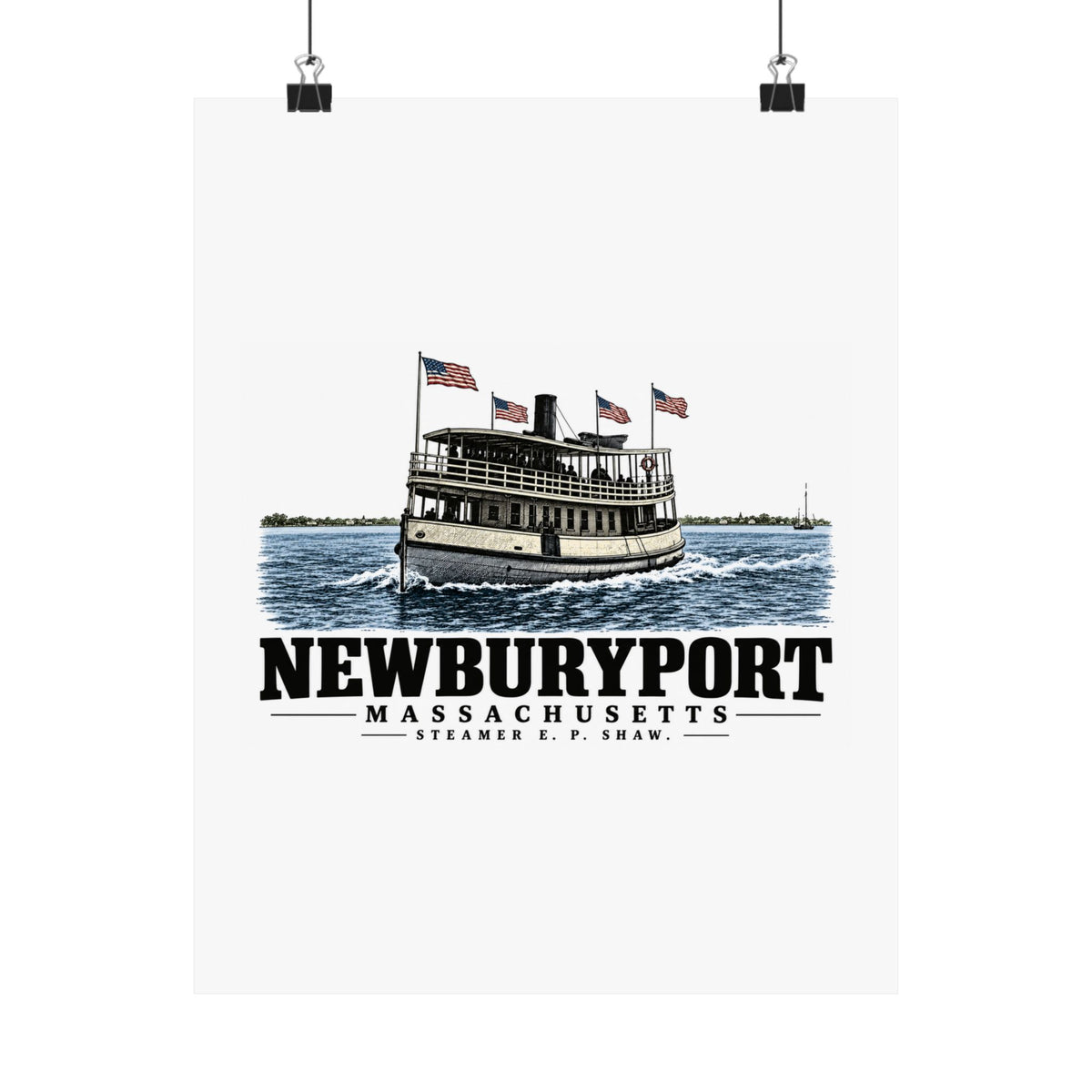 11 x 14 front of Steamer E. P. Shaw matte poster, Newburyport, Massachusetts.