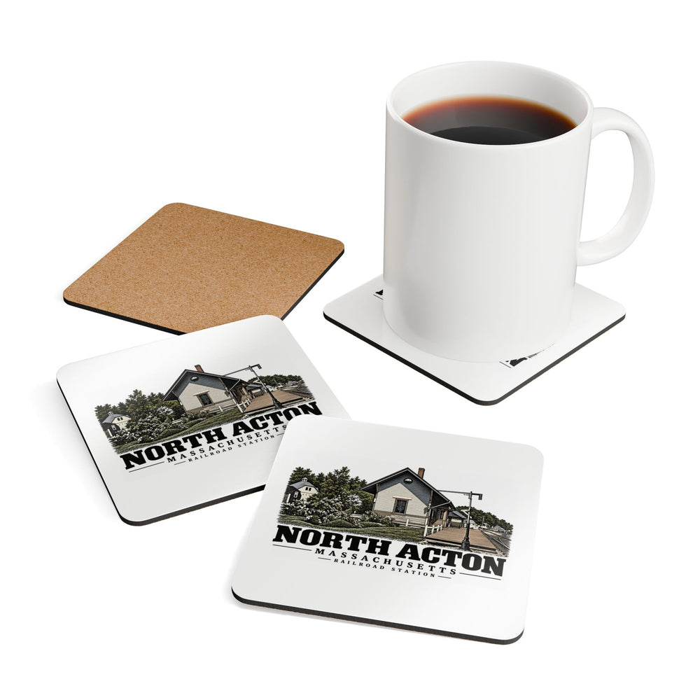 ACTON Railroad Station Cork Back Coaster Set - Assabet Valley Goods