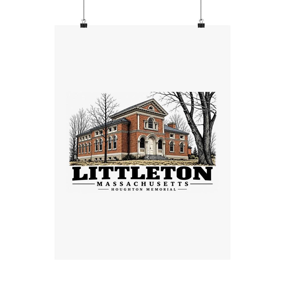 Illustrated Houghton Memorial in Littleton on unframed matte poster