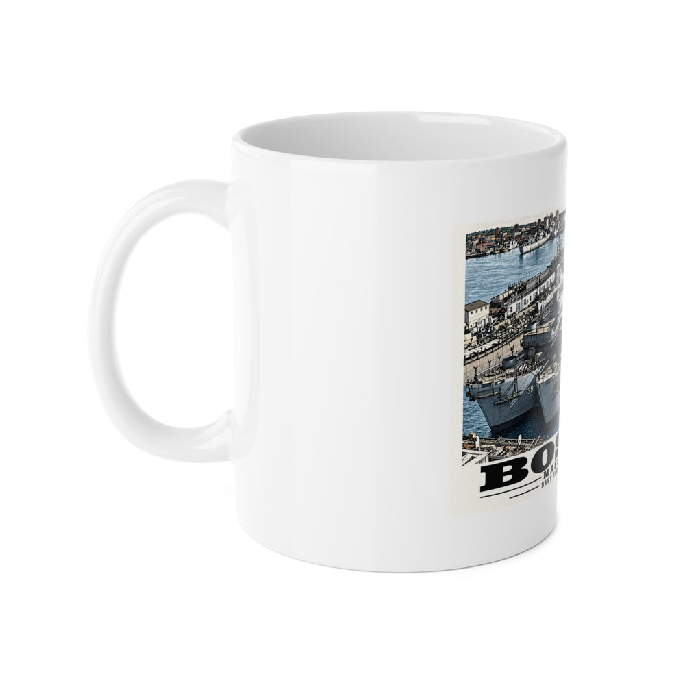 Illustrated APB-38 and APB-39 at Boston Navy Yard in Charlestown on ceramic mug