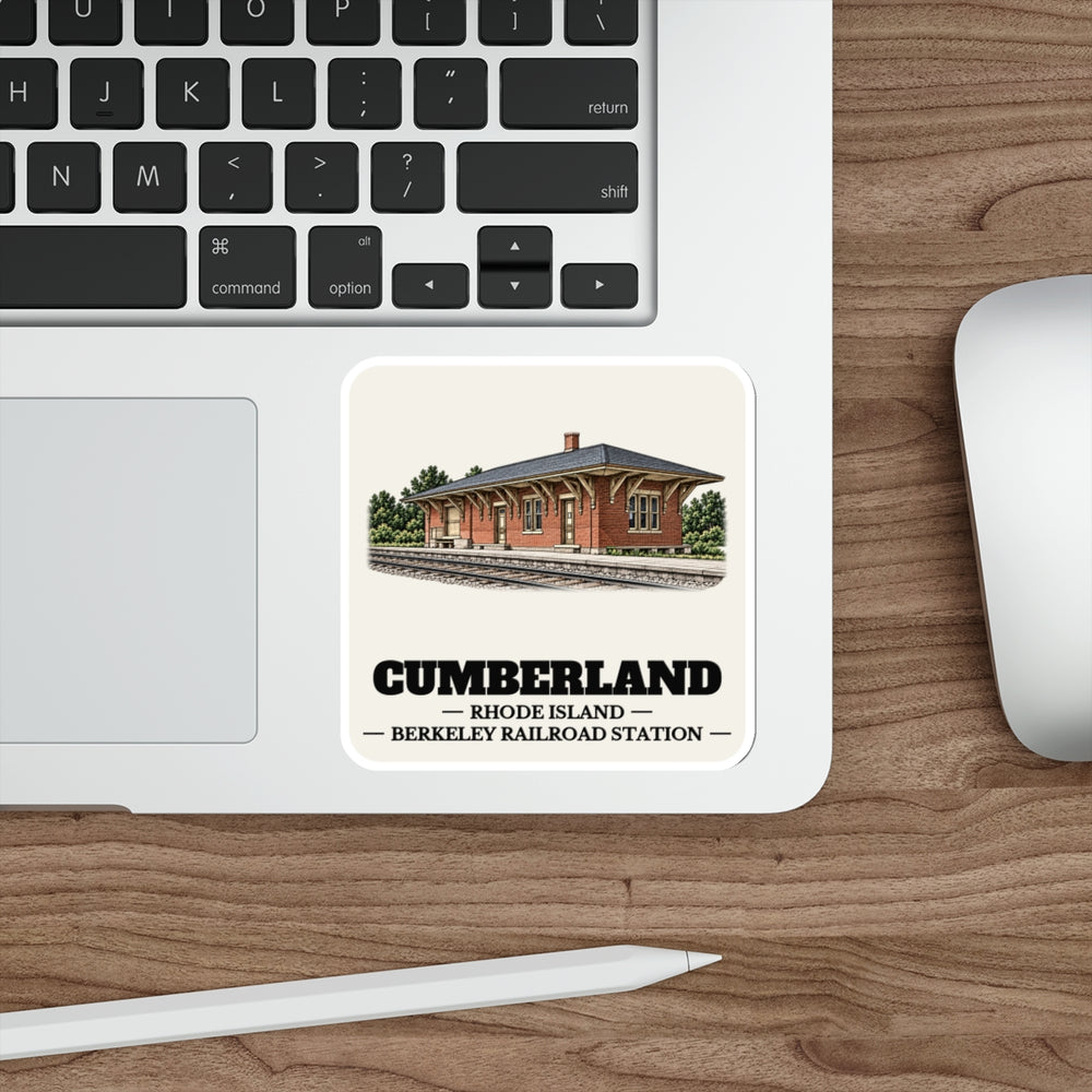 Cumberland Berkeley Railroad Station sticker shown on a laptop