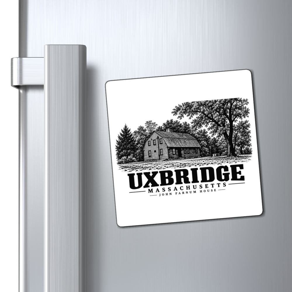Uxbridge John Farnum House 4-inch magnet displayed on a refrigerator