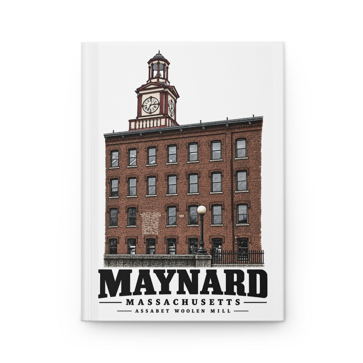 Illustrated Assabet Woolen Mill in Maynard on matte hardcover journal
