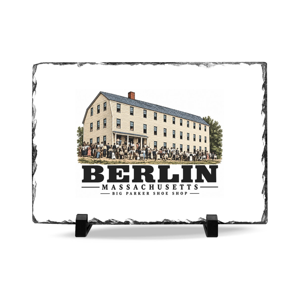 Illustrated Big Parker Shoe Shop in Berlin on slate desk plaque