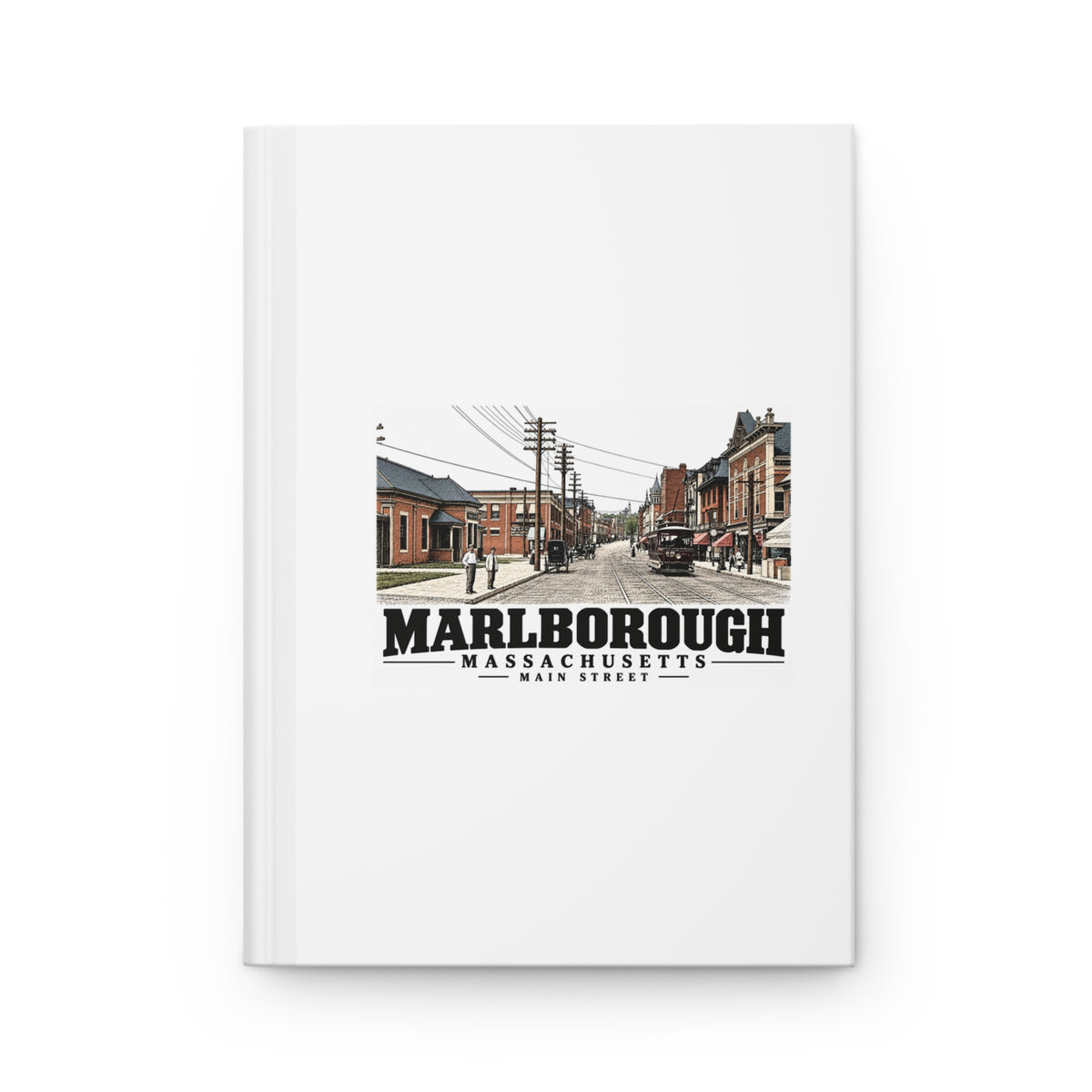 Illustrated Main Street in Marlborough on matte hardcover journal