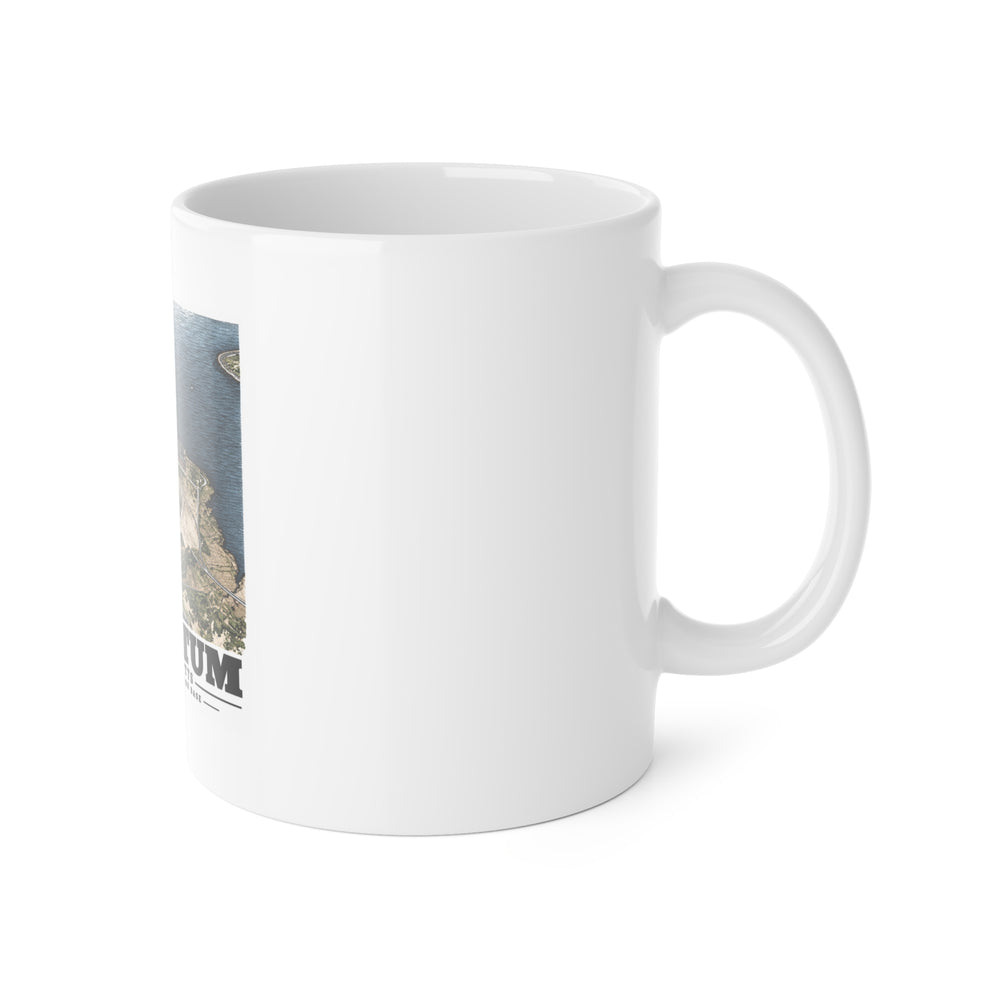 NRAB Squantum Boston, MA landing field and buildings looking north into Dorchester Bay 11 oz White Ceramic Mug - Boston Harbor