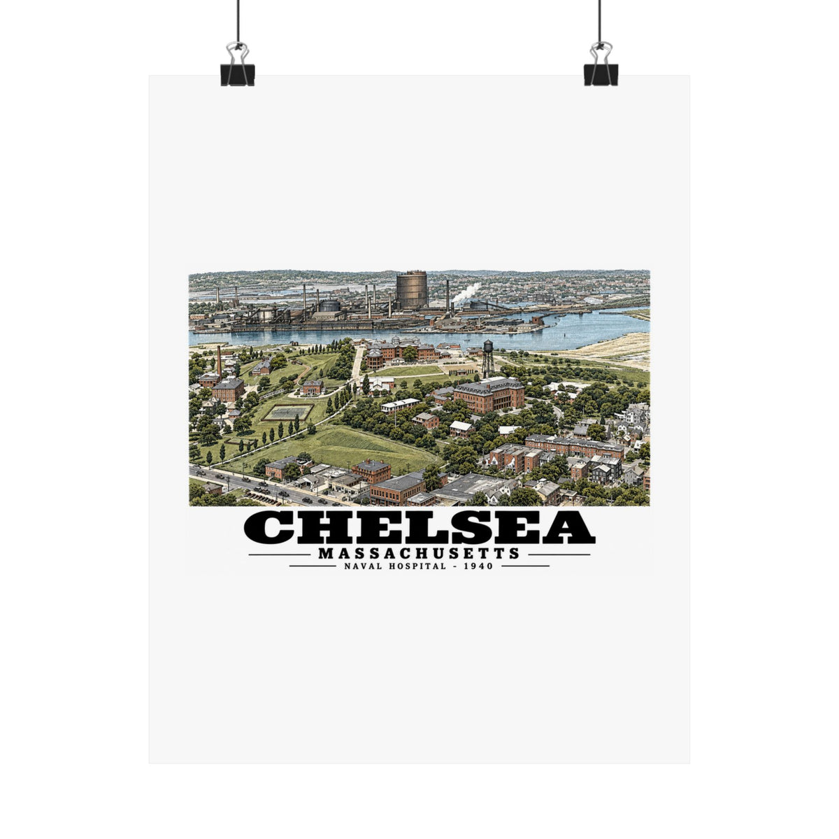 Naval Hospital Chelsea Matte Heritage Poster — 11 × 14 and 18 × 24 in - Boston Harbor