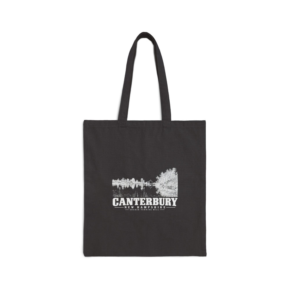 Shaker turning mill and pond Natural + Black Heavy Canvas Tote - Merrimack Valley Goods