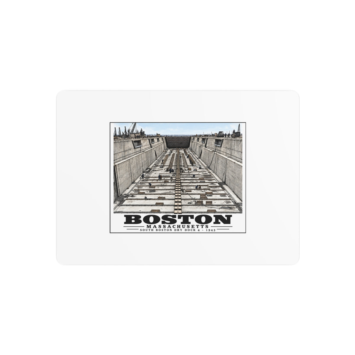 Dry dock #4 US Naval Dry dock, South Boston, completed June 1943 7 × 5 in Horizontal Metal Wall Art - Boston Harbor
