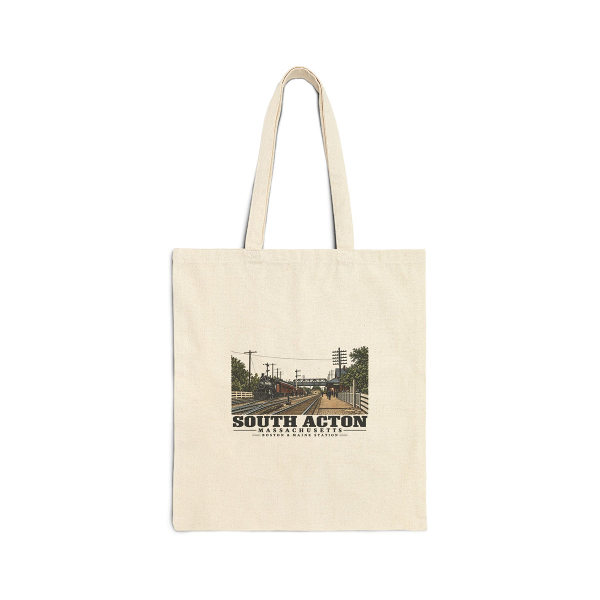 Boston & Maine Station Natural + Black Heavy Canvas Tote - Assabet Valley Goods