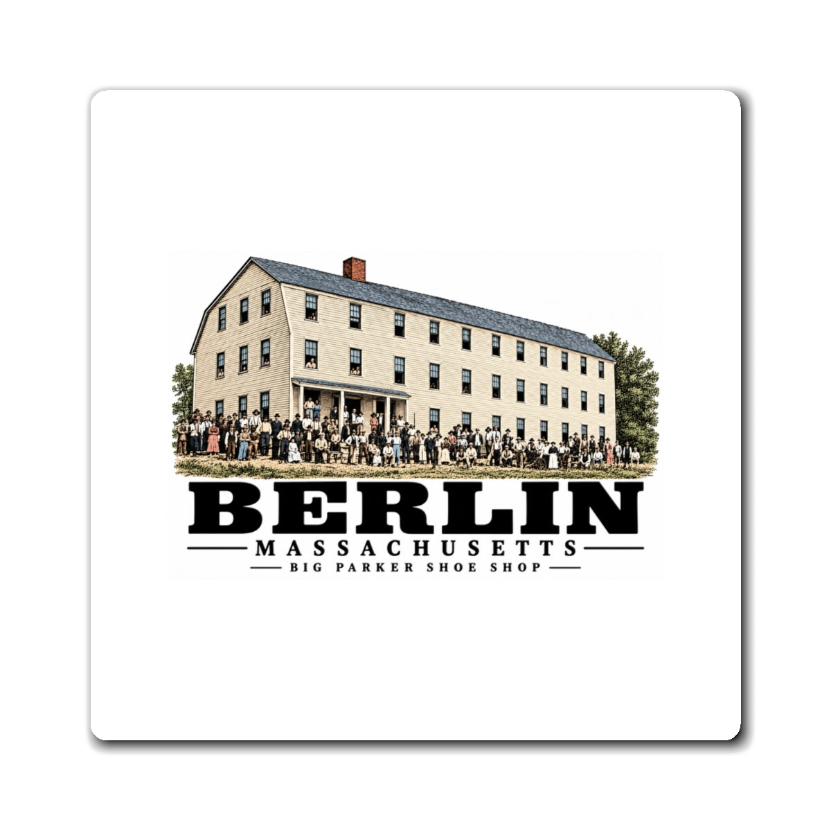Illustrated Big Parker Shoe Shop in Berlin on square magnet