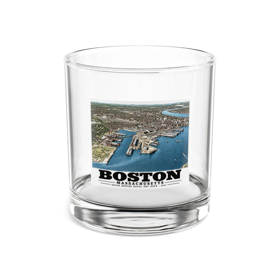 Navy Yard Annex, So. Boston, MA from East, 3000 feet 10 oz Rocks Glass - Boston Harbor