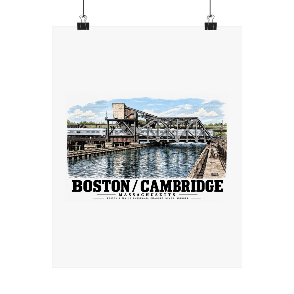 1.  GENERAL VIEW SHOWING BRIDGE IN 'CLOSED' POSITION - Boston & Maine Railroad, Charles River Bridges, Charles River, North Station vicinity, Boston, Suffolk County, MA Matte Heritage Poster — 11 × 14...