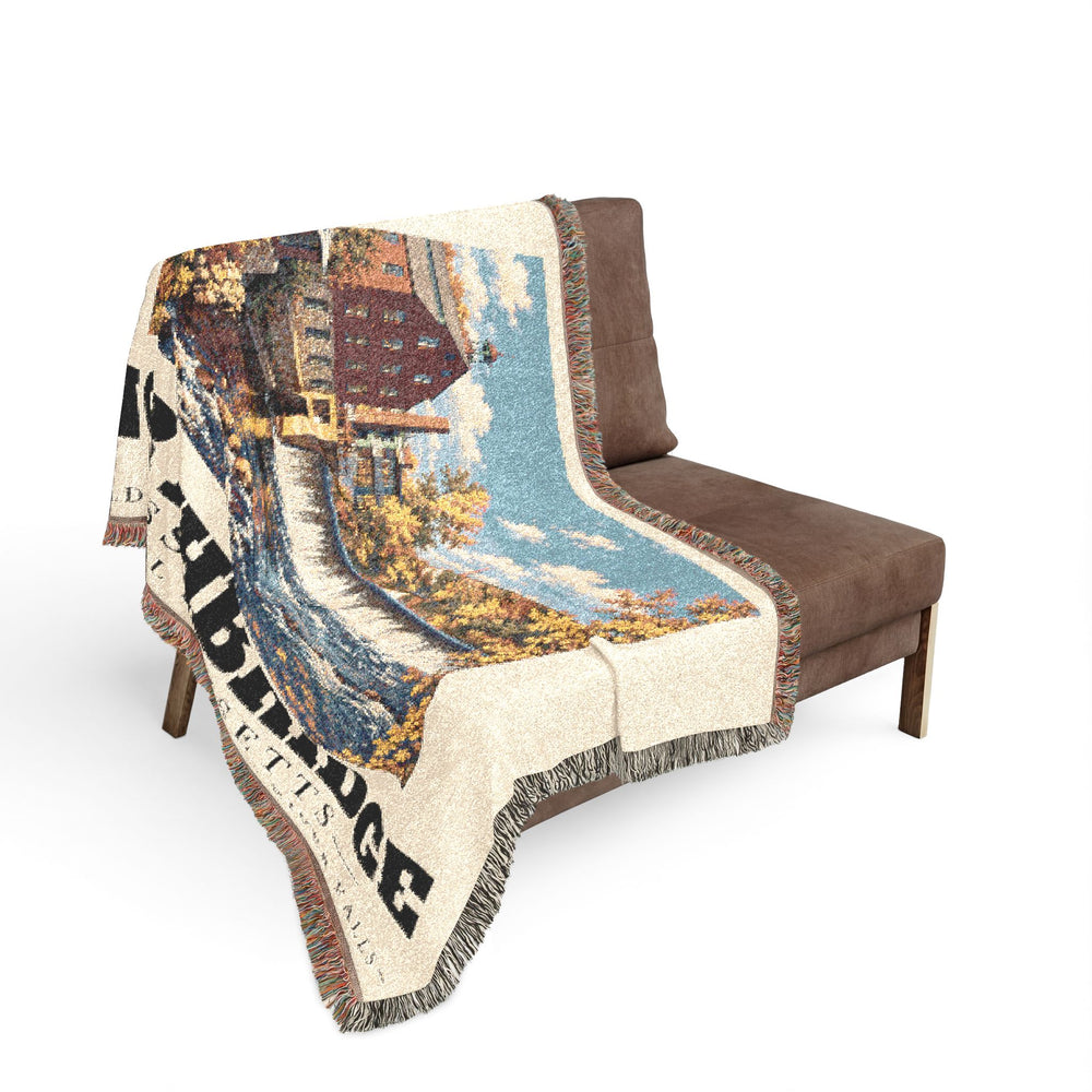 Old Brick Mill and Mumford River Falls — Northbridge, Massachusetts Woven Blanket