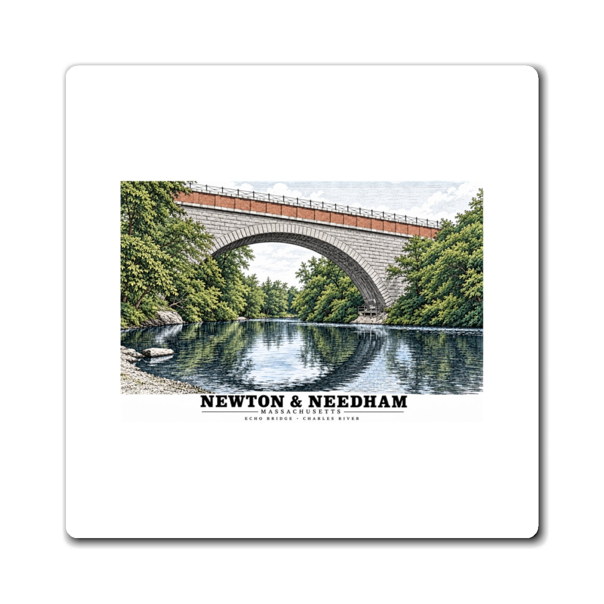 Echo Bridge, Hemlock Gorge, Upper Falls; Charles River and Ellis Street 4 in Magnet - Charles River