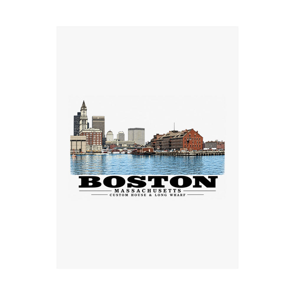 Custom House left to Long Wharf right Matte Heritage Poster — 11 × 14 and 18 × 24 in - Boston Harbor