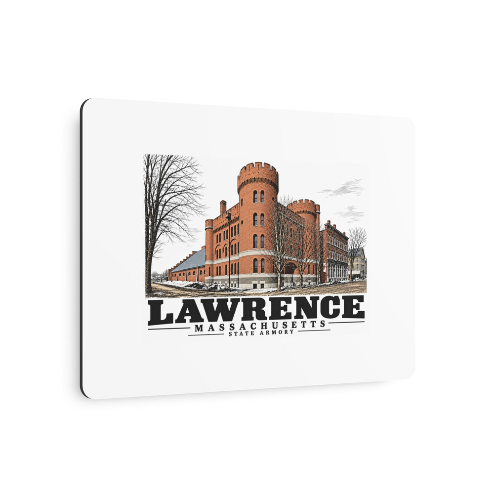 Illustrated State Armory in Lawrence on metal art sign