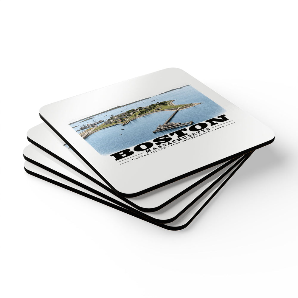 Castle Island, Boston Cork Back Coaster Set - Boston Harbor