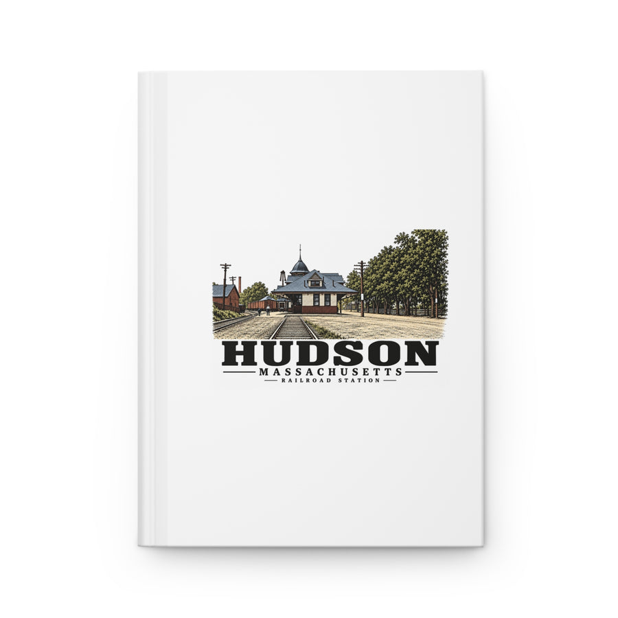 Illustrated Railroad Station in Hudson on matte hardcover journal
