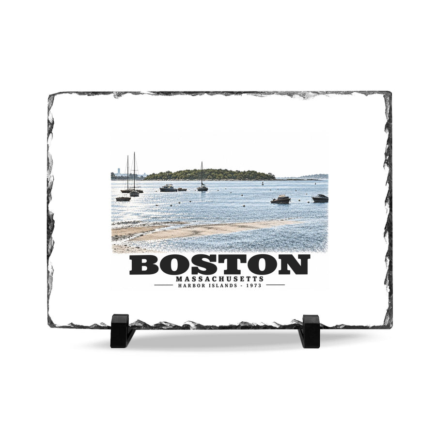 Boston Harbor Islands from Morrissey Boulevard - Toward Thompsons Island 7 × 11 in Slate Desk Plaque - Boston Harbor