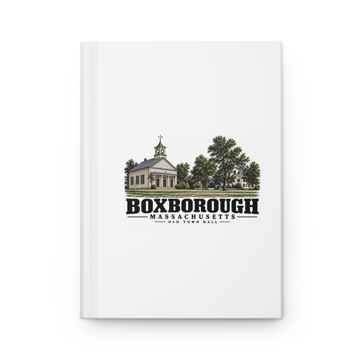 Illustrated Old Town Hall in Boxborough on matte hardcover journal
