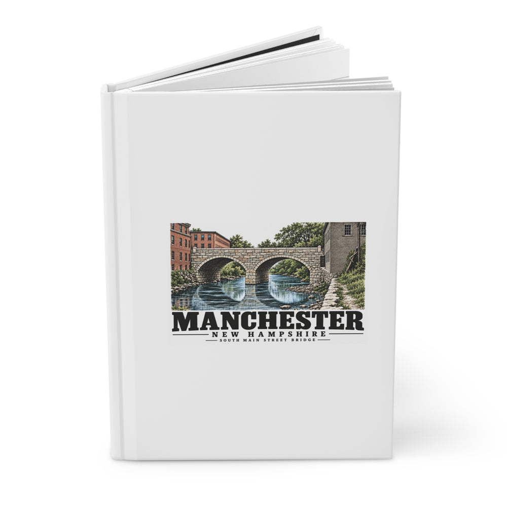 Manchester South Main Street stone-arch bridge Matte Hardcover Journal - Merrimack Valley Goods