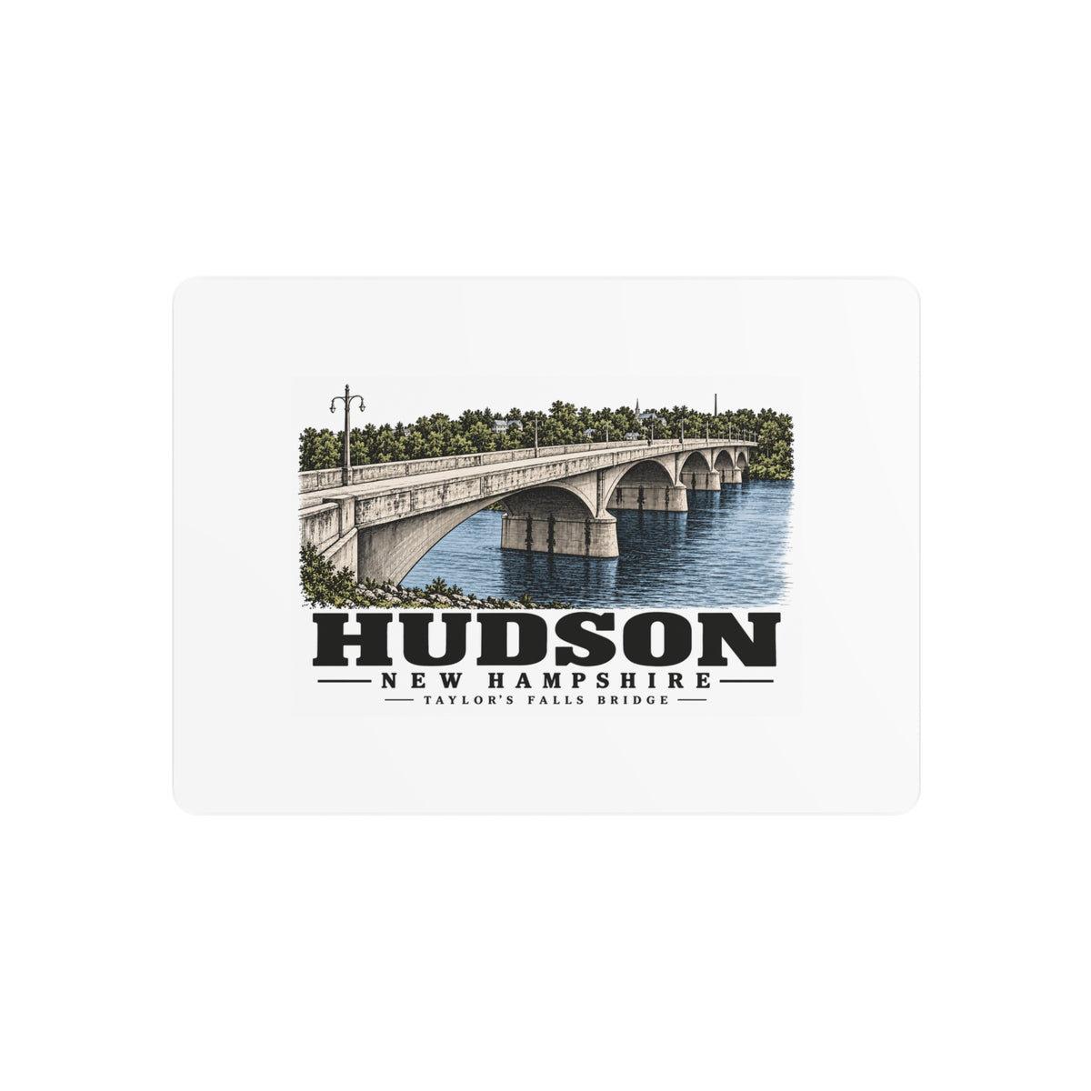 Front of Taylor’s Falls Bridge horizontal metal wall art, Hudson, New Hampshire.