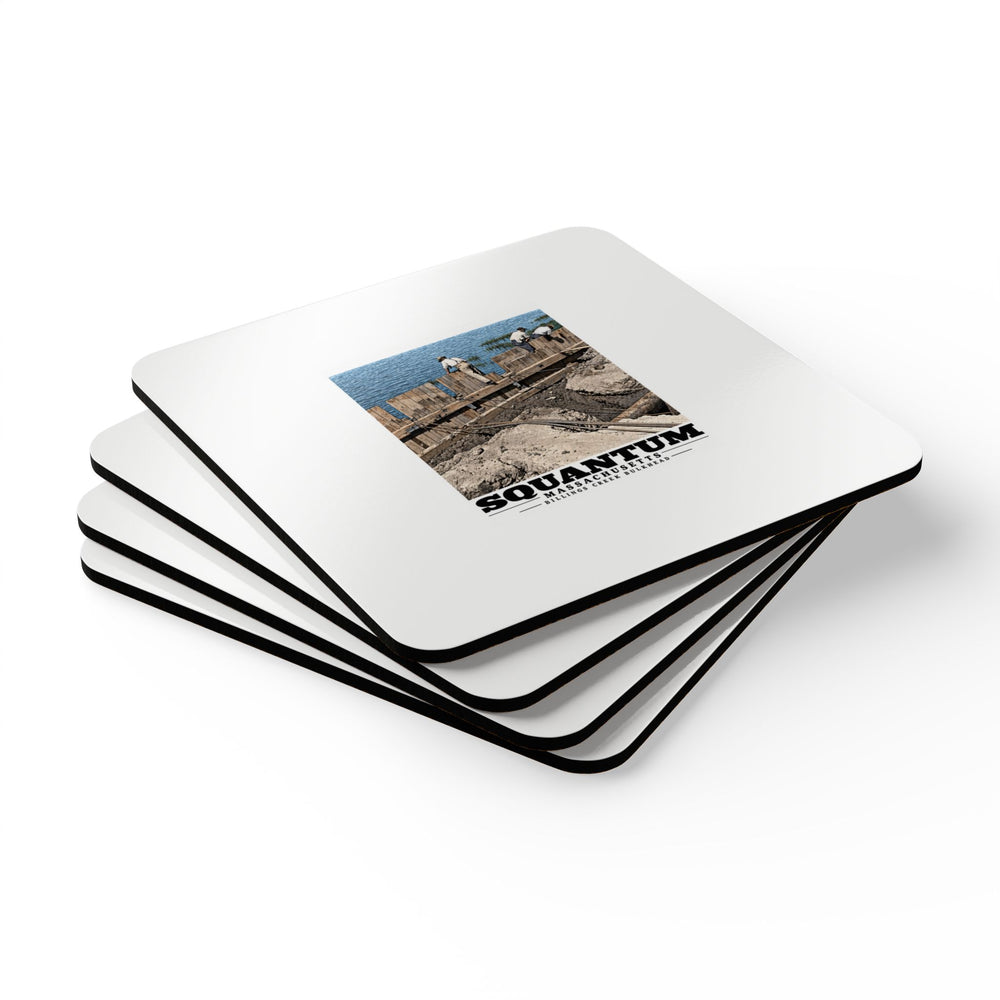 Repairing wood bulkhead-Billings Creek, Squantum Cork Back Coaster Set - Boston Harbor