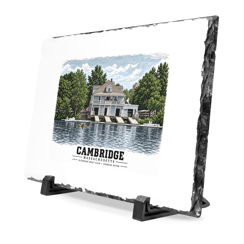Riverside Boat Club, 769 Memorial Drive 7 × 11 in Slate Desk Plaque - Charles River