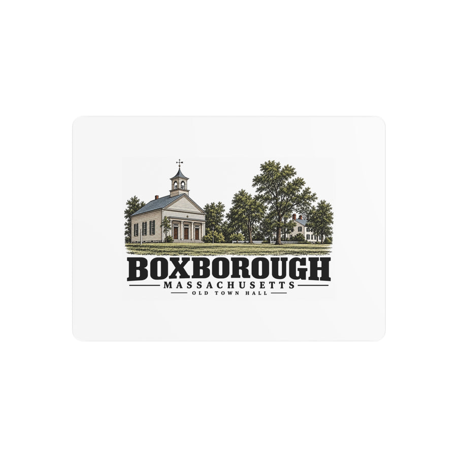 Illustrated Old Town Hall in Boxborough on metal art sign