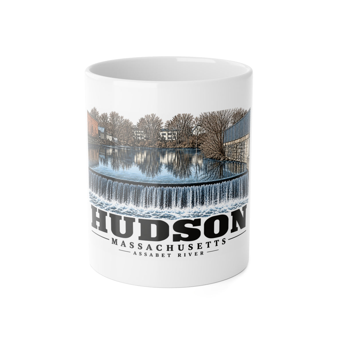 Illustrated Assabet River in Hudson on ceramic mug