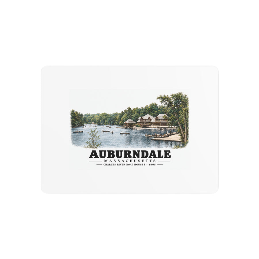 Norumbega Park shore, Charles River Lakes District, Auburndale 7 × 5 in Horizontal Metal Wall Art - Charles River