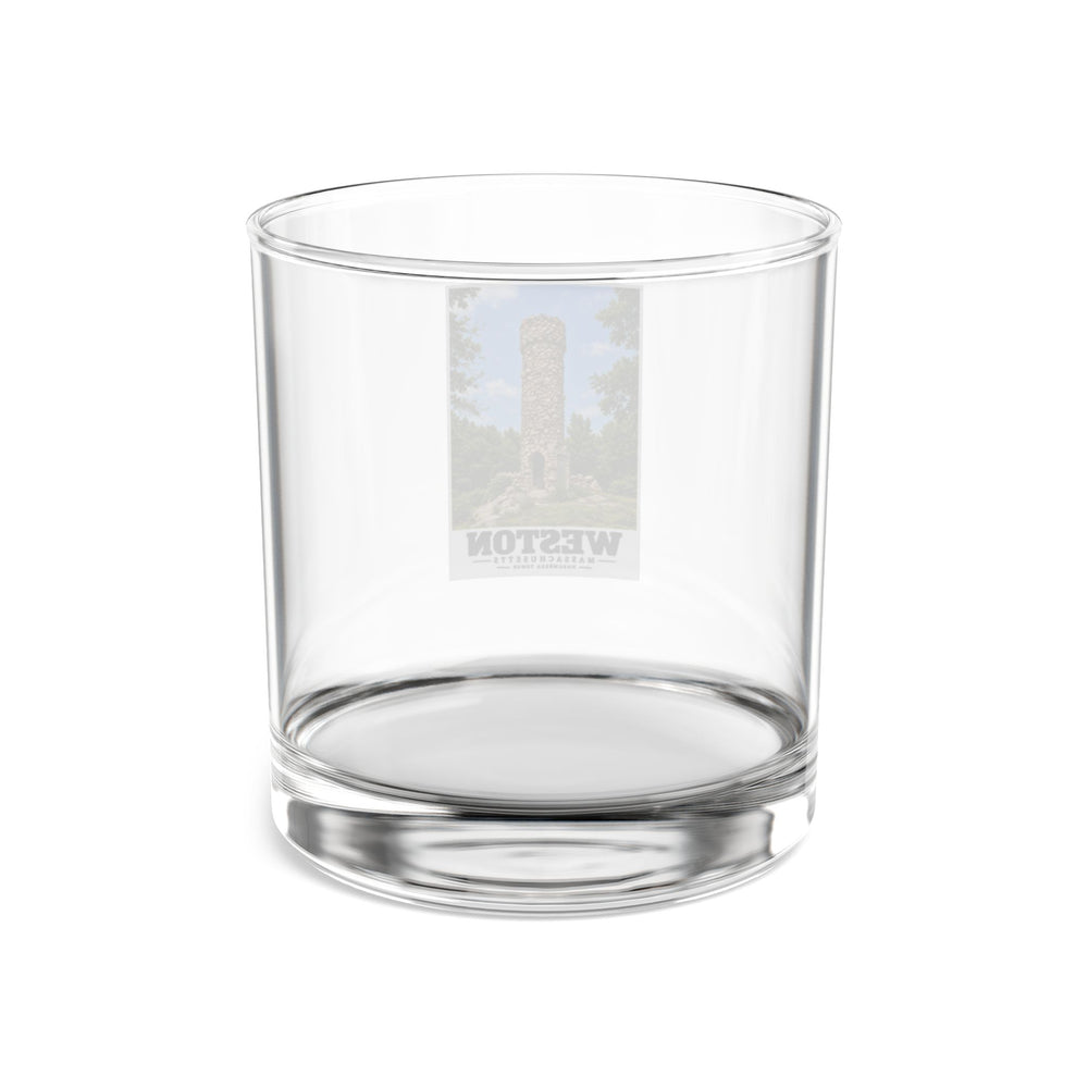 Illustrated Norumbega Tower in Weston on rocks glass