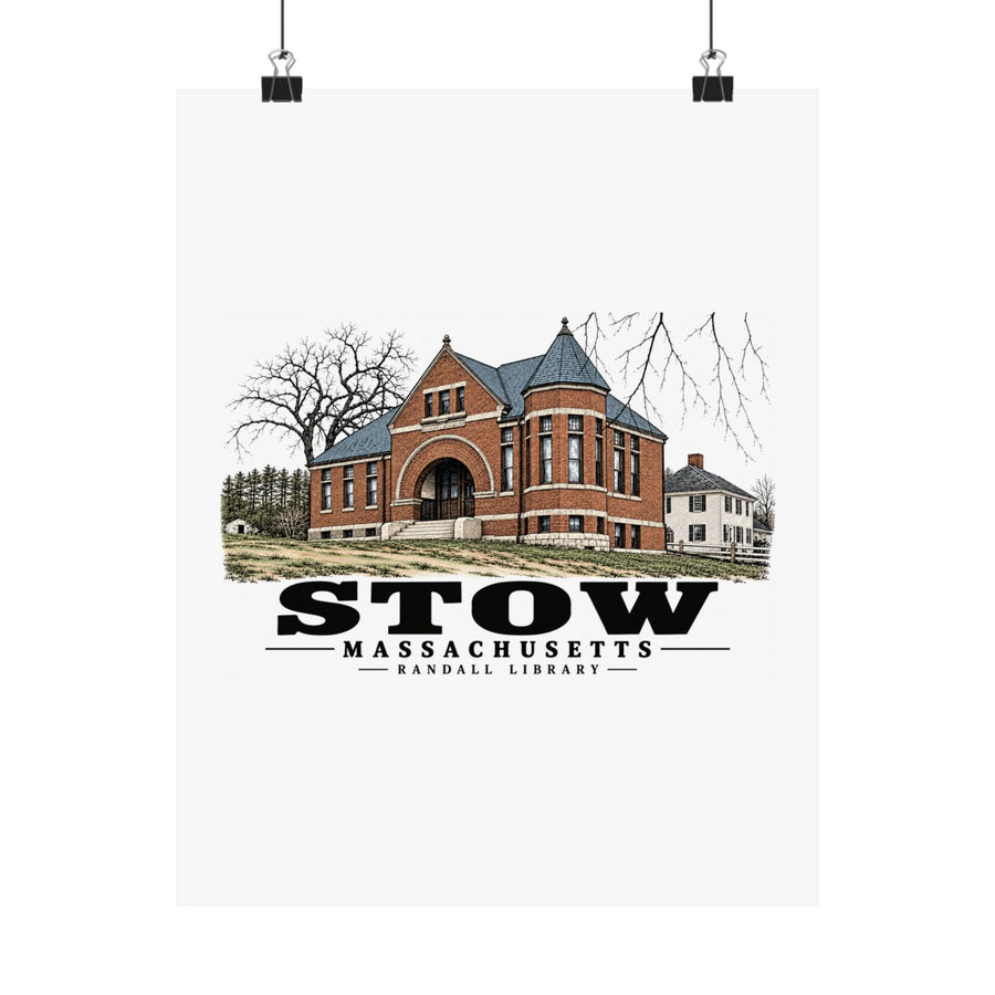 Illustrated Randall Library in Stow on unframed matte poster