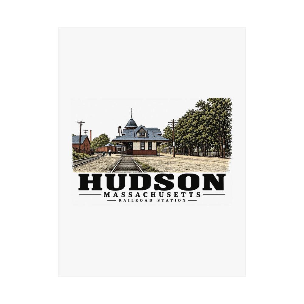 Illustrated Railroad Station in Hudson on unframed matte poster