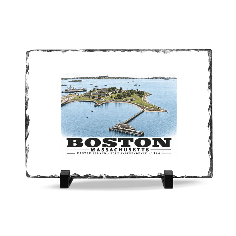 Castle Island, Boston 7 × 11 in Slate Desk Plaque - Boston Harbor