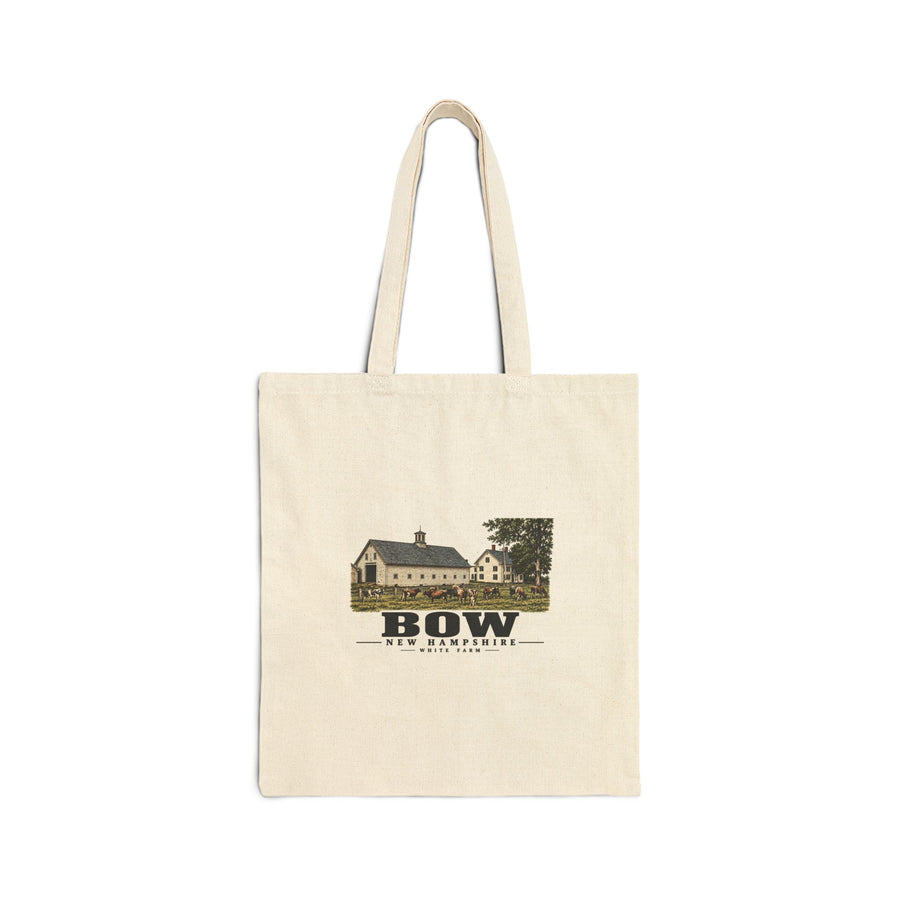 White Farm Jersey herd and barns Natural + Black Heavy Canvas Tote - Merrimack Valley Goods