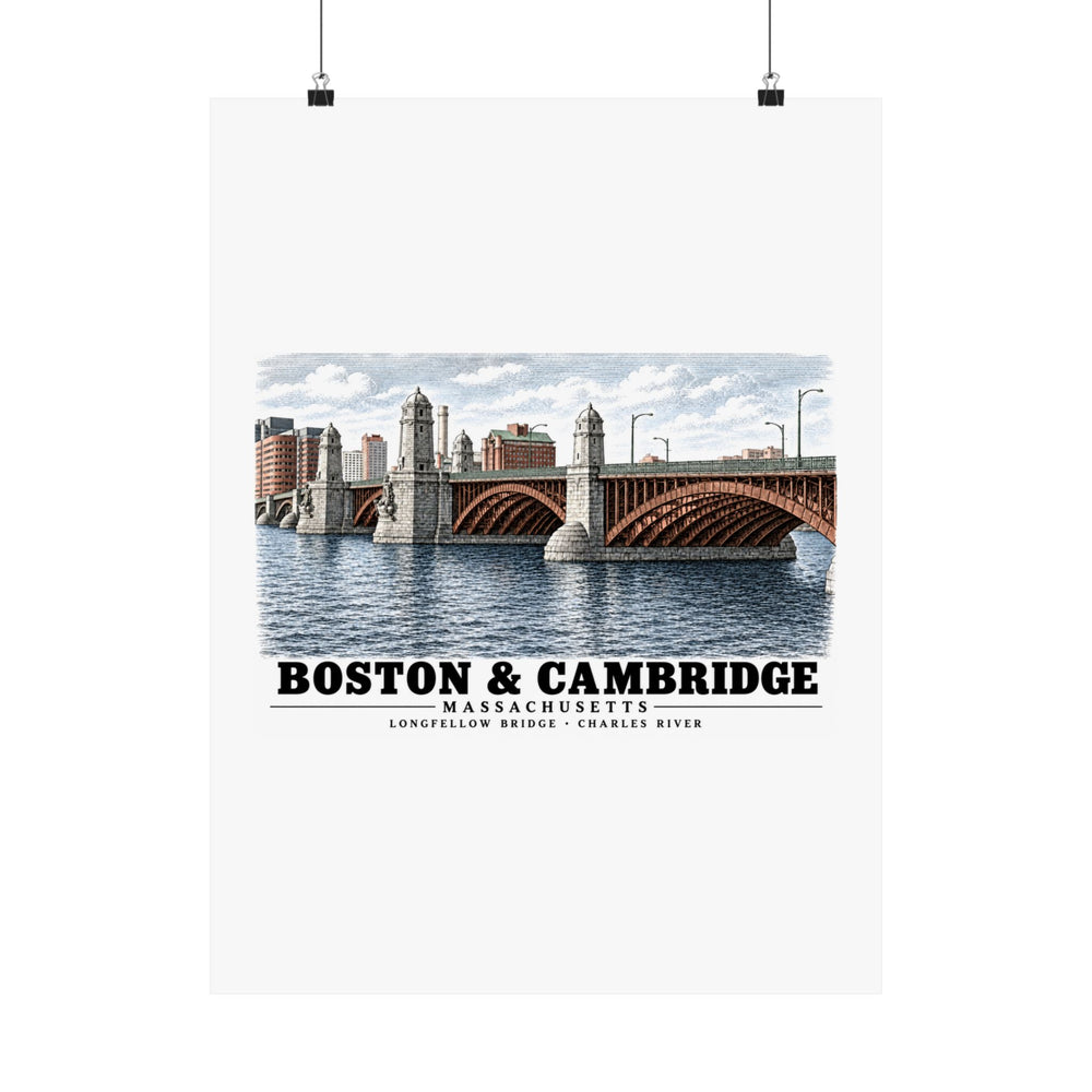 Longfellow Bridge, Charles Circle / Main Street across Charles River Matte Heritage Poster — 11 × 14 and 18 × 24 in - Charles River