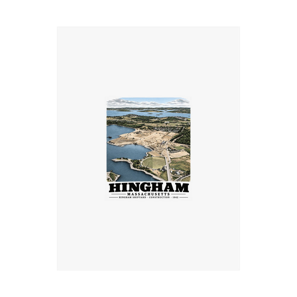 Illustrated Hingham Shipyard Construction in Hingham on unframed matte poster