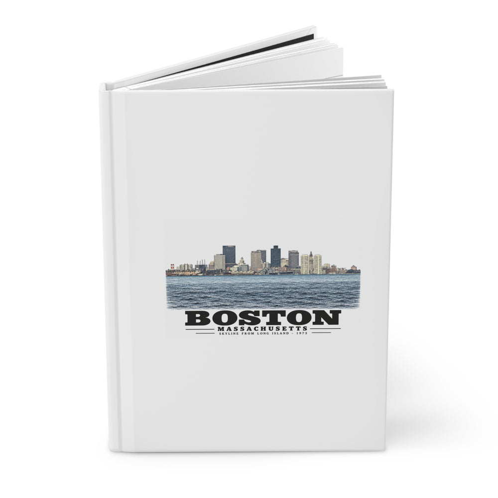 Skyline from near Long Island Matte Hardcover Journal - Boston Harbor