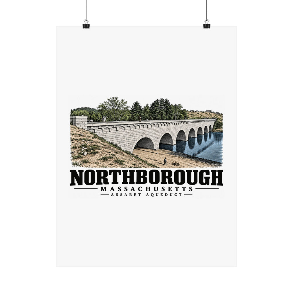Illustrated Assabet Aqueduct in Northborough on unframed matte poster