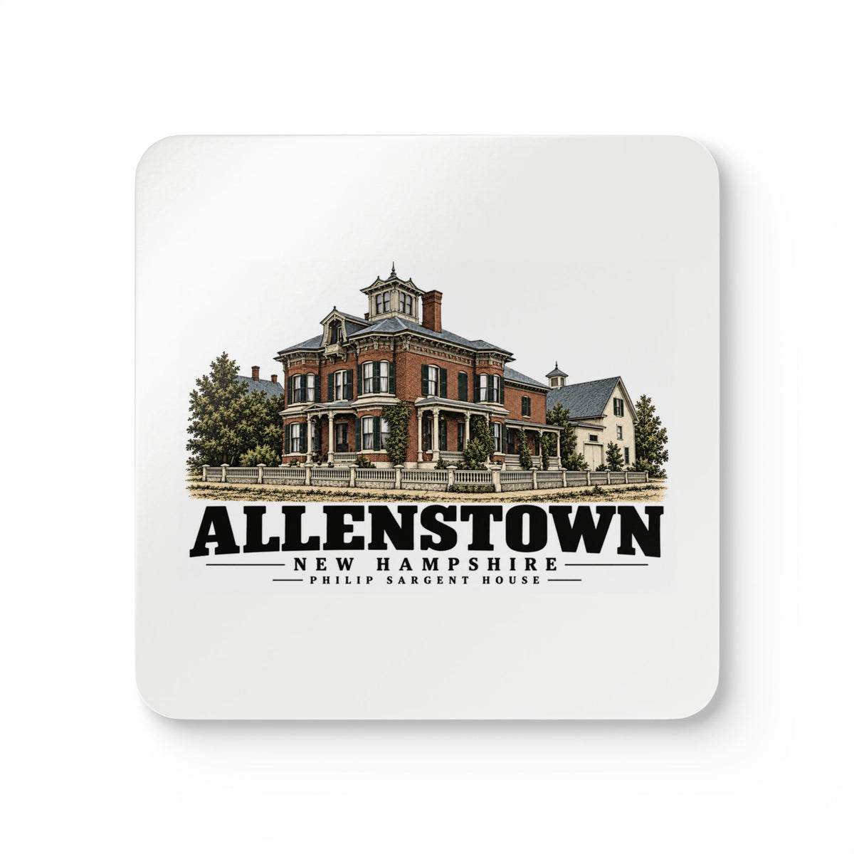 Allenstown Philip Sargent brick residence Cork Back Coaster Set - Merrimack Valley Goods