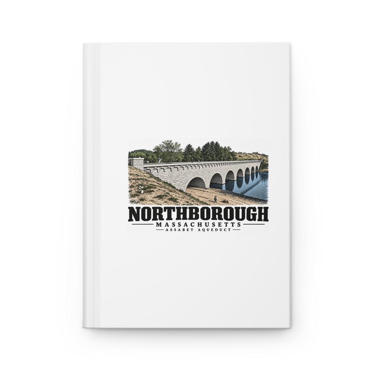 Illustrated Assabet Aqueduct in Northborough on matte hardcover journal