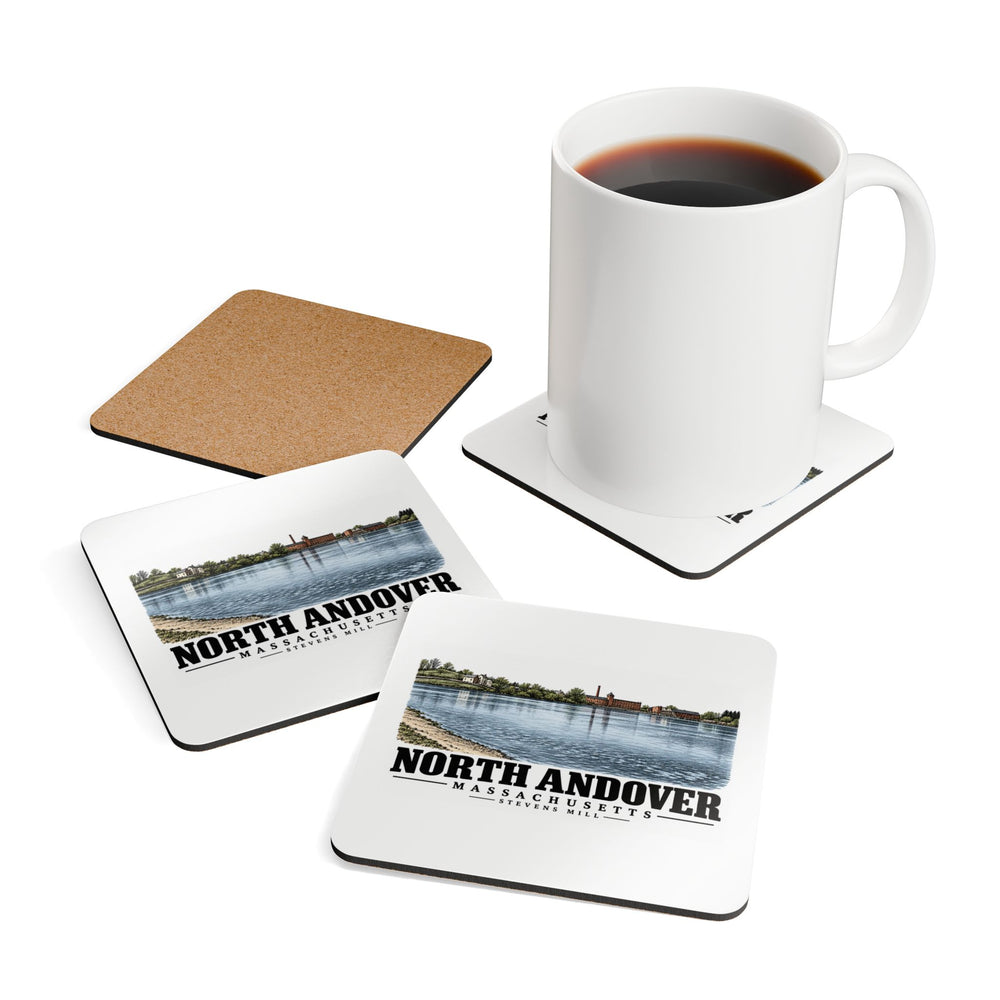 North Andover View at the Stevens Mill, North Andover Cork Back Coaster Set - Merrimack Valley Goods