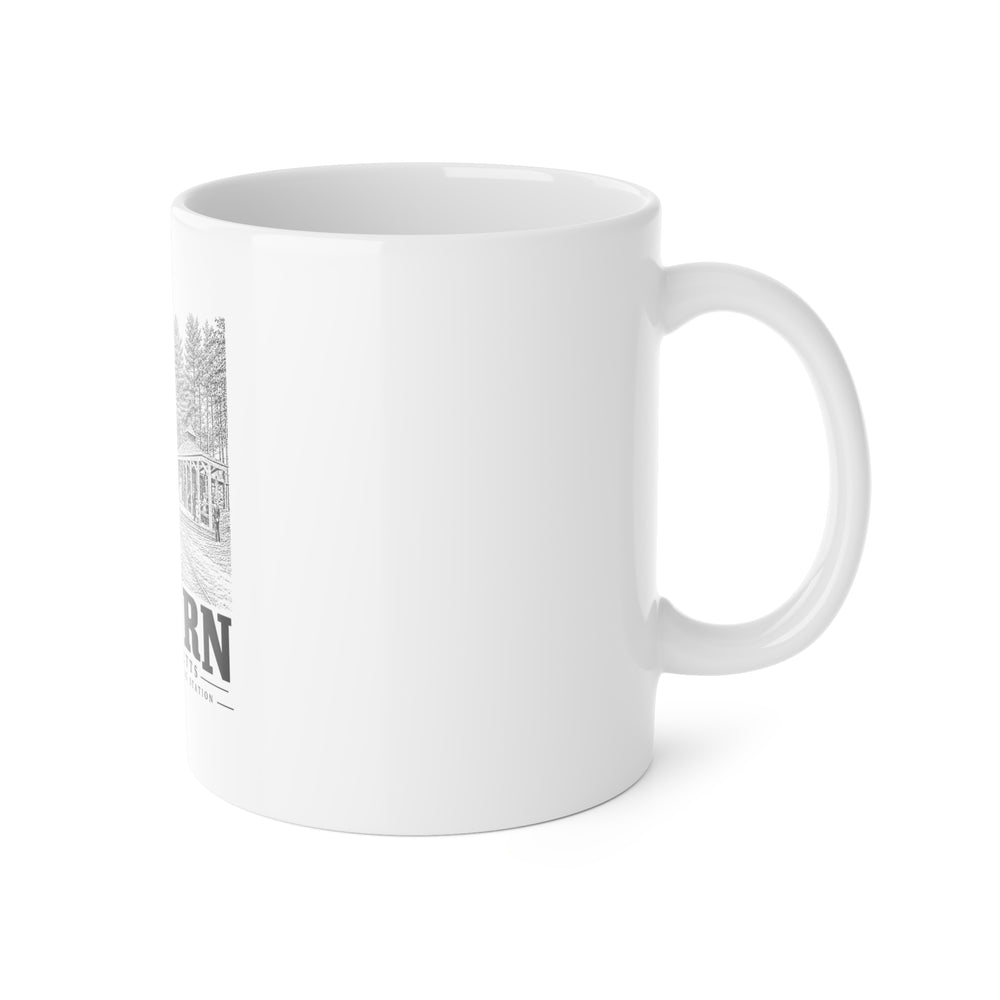 Auburn Pinehurst Park Waiting Station 11 oz Ceramic Mug in White — right view